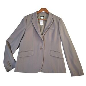 J.Crew Blazer Womens 14 Tan 100% Wool Two Button Notch Lapel Lined Made in Japan